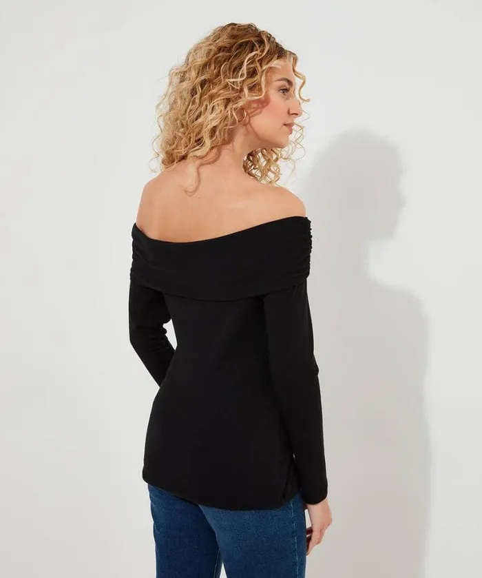 Joe Browns Tops Tunics and Blouses Women Bardot Jersey Top Black Joe Browns Tops Tunics and Blouses Women Bardot Jersey Top Black