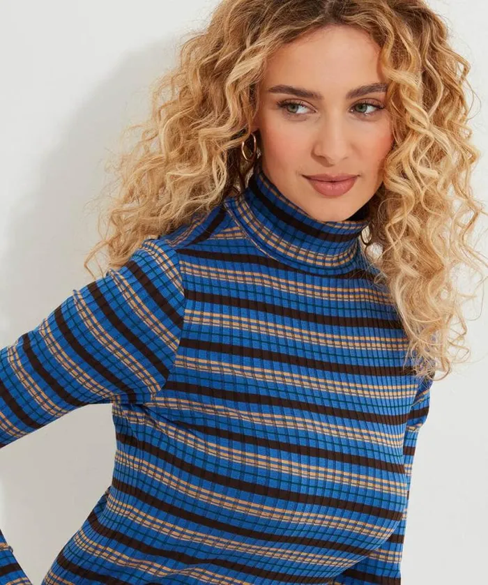 Joe Browns Tops Tunics and Blouses Women Darcie Striped Roll Neck Top Blue Joe Browns Tops Tunics and Blouses Women Darcie Striped Roll Neck Top Blue