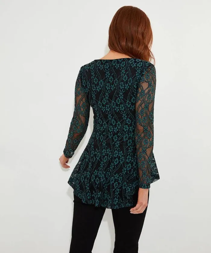 Joe Browns Tops Tunics and Blouses Women Georgie Lace Zip Top Teal Joe Browns Tops Tunics and Blouses Women Georgie Lace Zip Top Teal