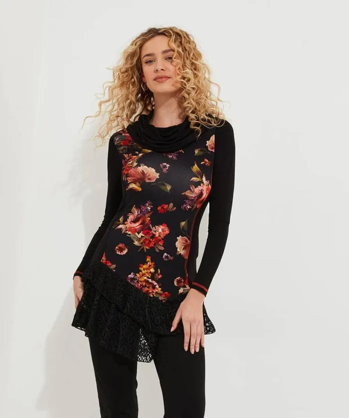 Joe Browns Tops Tunics and Blouses Women Lovely Lace Trim Jersey Tunic Black