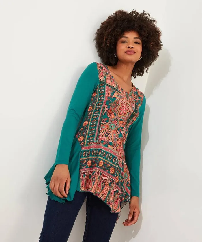 Joe Browns Tops Tunics and Blouses Women Statement Printed Jersey Tunic Green