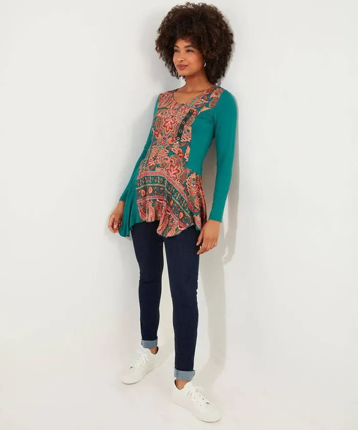 Joe Browns Tops Tunics and Blouses Women Statement Printed Jersey Tunic Green Joe Browns Tops Tunics and Blouses Women Statement Printed Jersey Tunic Green