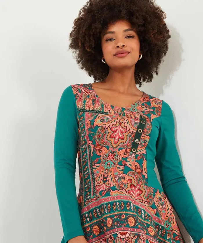 Joe Browns Tops Tunics and Blouses Women Statement Printed Jersey Tunic Green Joe Browns Tops Tunics and Blouses Women Statement Printed Jersey Tunic Green
