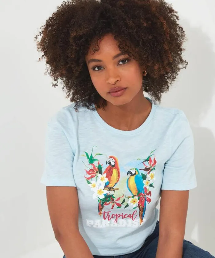 Joe Browns Tops Tunics and Blouses Women Tropical Paradise Tee Blue