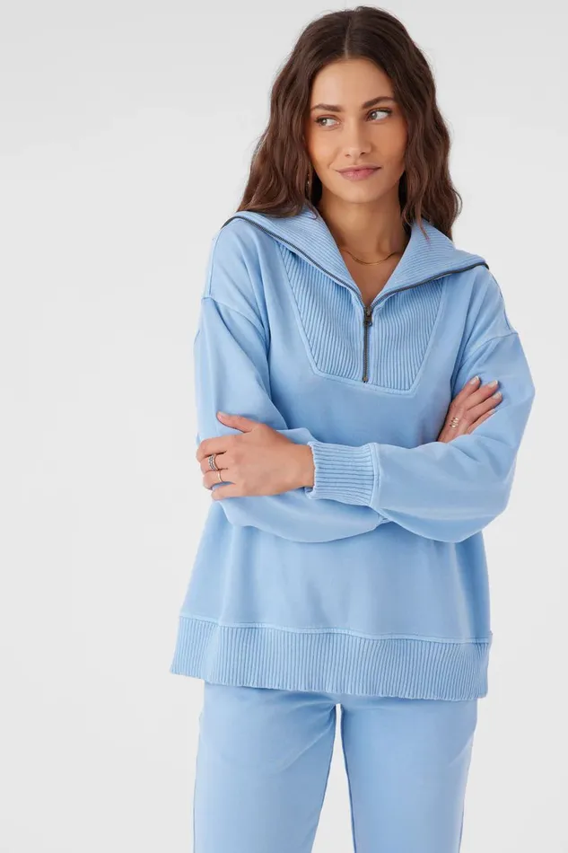 KARMA FRENCH TERRY HALF ZIP PULLOVER Chambray Women O039NEILL Collections