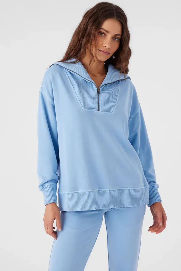 KARMA FRENCH TERRY HALF ZIP PULLOVER Chambray Women O039NEILL Collections