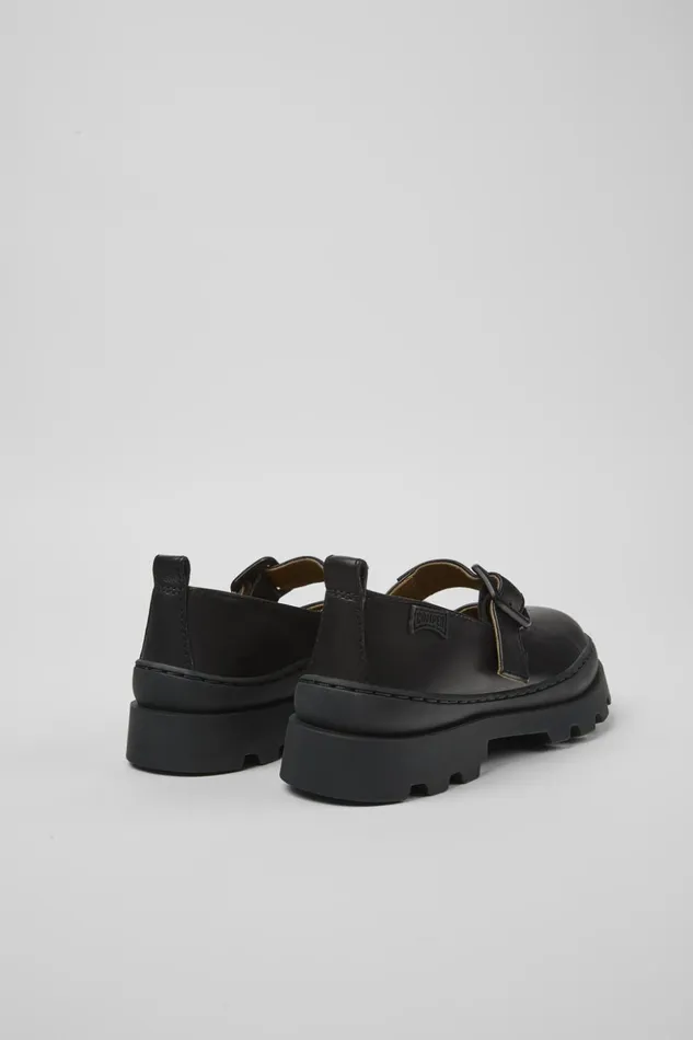 Kids Brutus Black Leather Shoes For Kids Camper Ballerinas