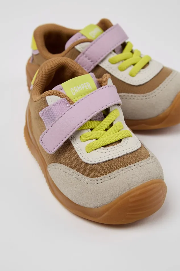 Kids Dadda Brown Textile And Leather Sneakers For Kids Camper Sneakers