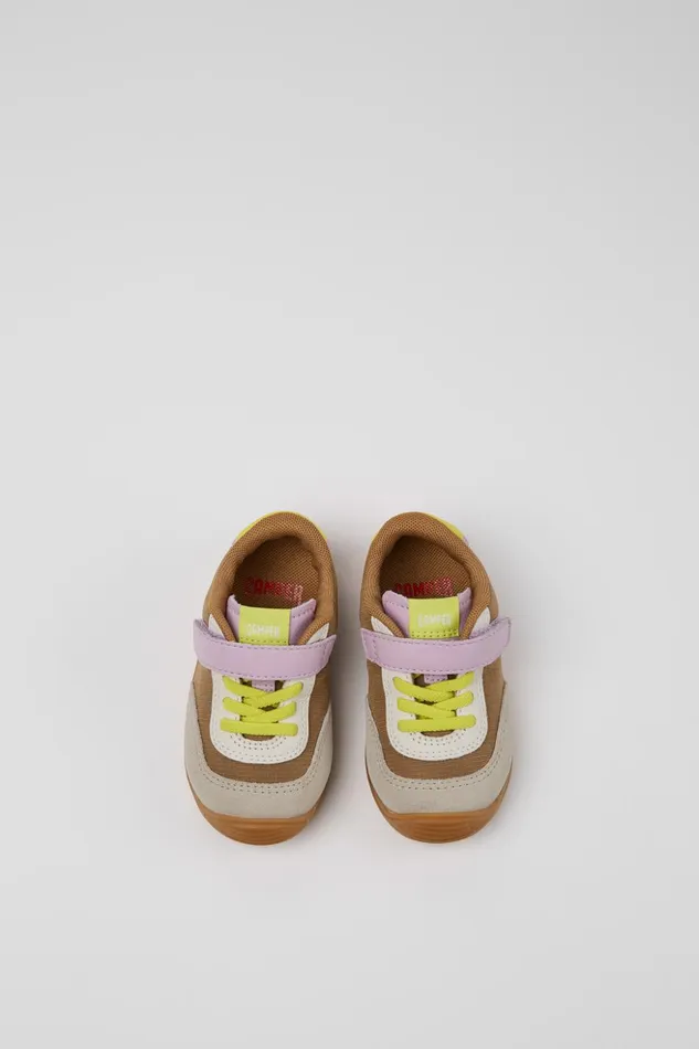 Kids Dadda Brown Textile And Leather Sneakers For Kids Camper Sneakers Kids Dadda Brown Textile And Leather Sneakers For Kids Camper Sneakers