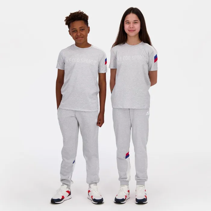 Kids Le Coq Sportif Trousers Tricolore Pantalon Gris Enfant