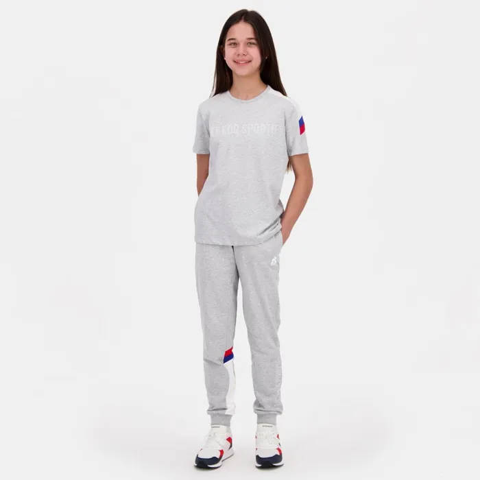 Kids Le Coq Sportif Trousers Tricolore Pantalon Gris Enfant