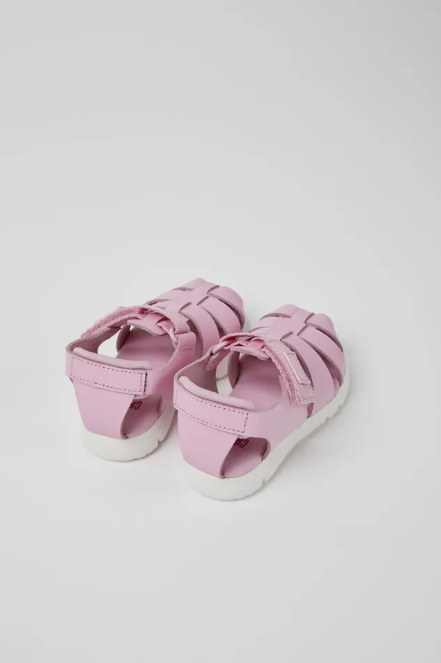 Kids Oruga Pink Leather And Textile Sandals Camper Hook And Loop Kids Oruga Pink Leather And Textile Sandals Camper Hook And Loop