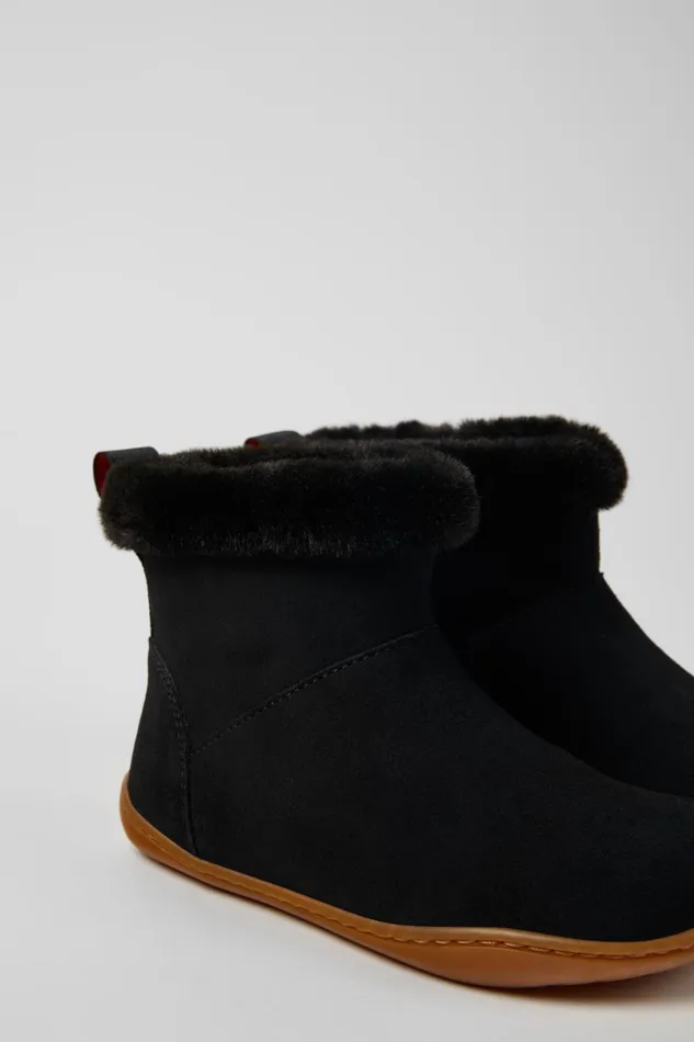 Kids Peu Black Nubuck Boots For Kids Camper Boots