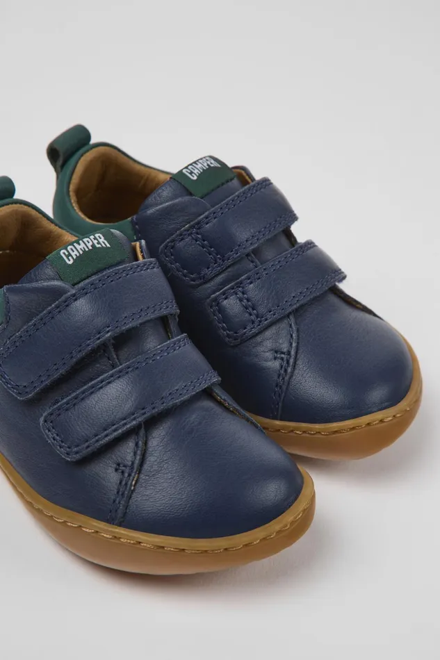 Kids Peu Dark Blue Leather Shoes For Kids Camper Sneakers