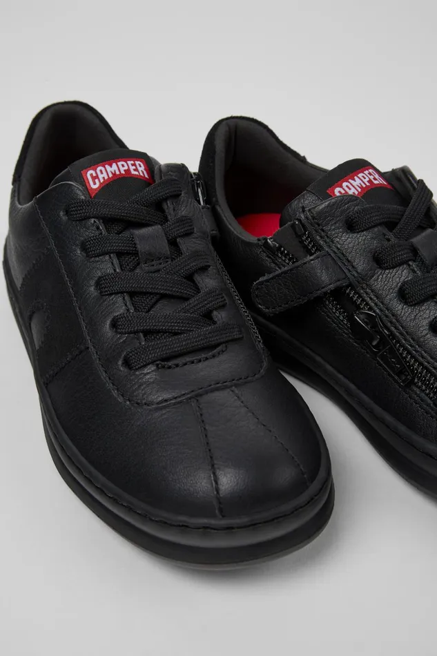 Kids Runner Black Leather And Nubuck Sneakers For Kids Camper Sneakers