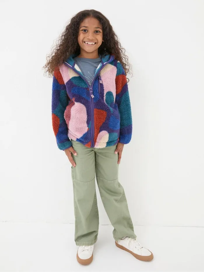 Kids Sweatshirts and Hoodies Fat Face Purple Abstract Zip Through Fleece