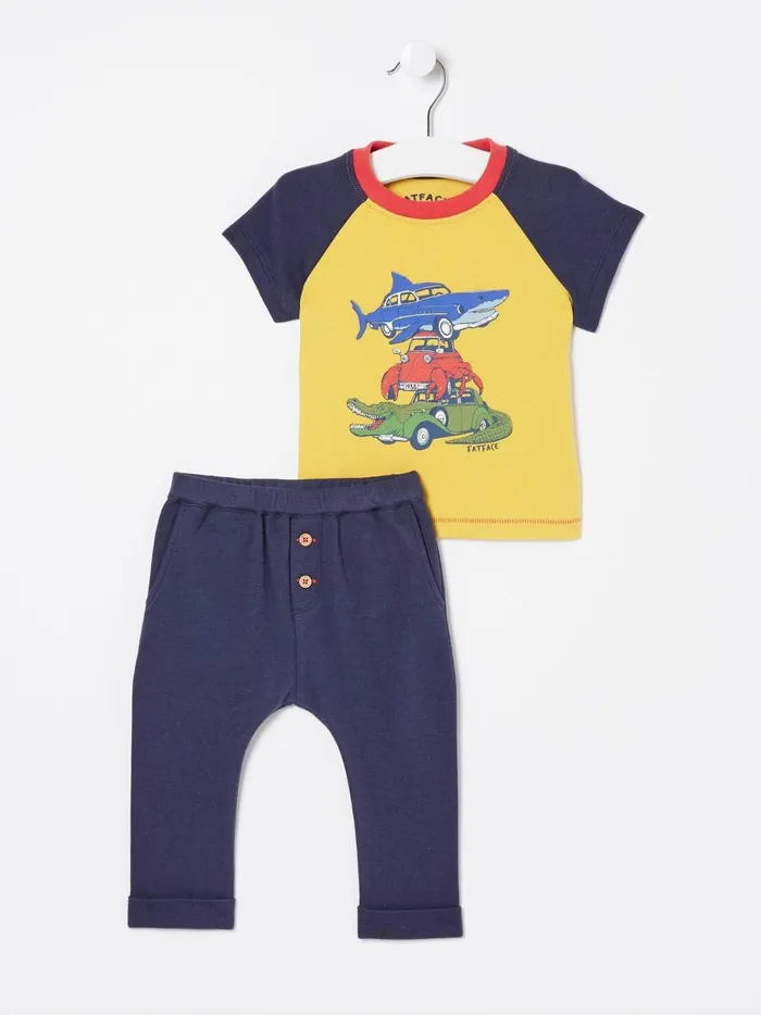 Kids TShirts and Polos Fat Face Yellow Shark Graphic Leggings Set