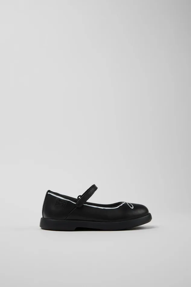 Kids Twins Black Leather Mary Jane Shoes For Kids Camper Ballerinas Kids Twins Black Leather Mary Jane Shoes For Kids Camper Ballerinas