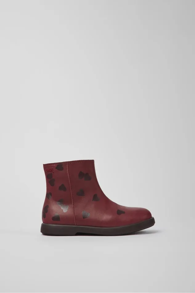 Kids Twins Burgundy Leather Ankle Boots For Kids Camper Boots Kids Twins Burgundy Leather Ankle Boots For Kids Camper Boots