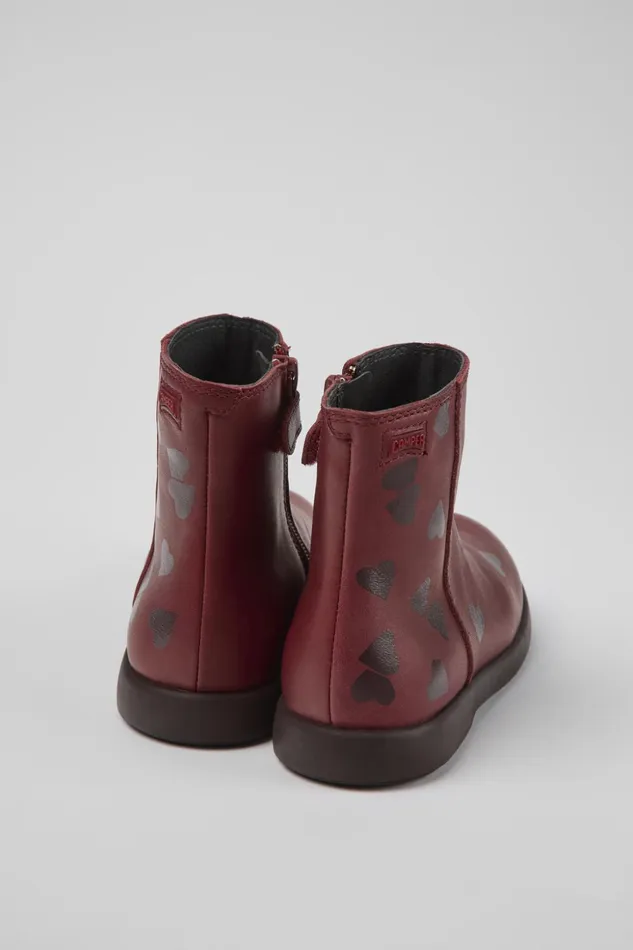 Kids Twins Burgundy Leather Ankle Boots For Kids Camper Boots Kids Twins Burgundy Leather Ankle Boots For Kids Camper Boots