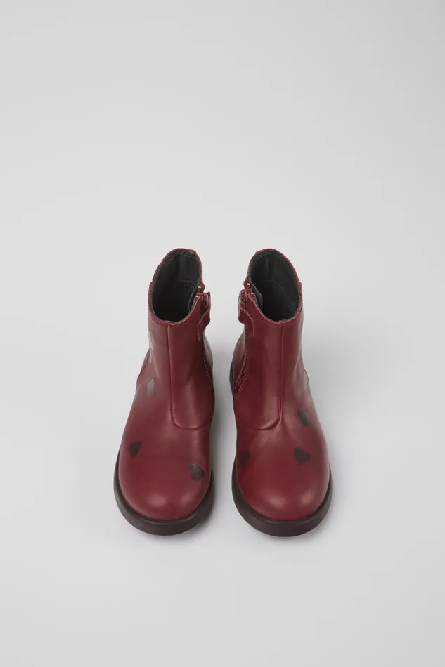 Kids Twins Burgundy Leather Ankle Boots For Kids Camper Boots Kids Twins Burgundy Leather Ankle Boots For Kids Camper Boots