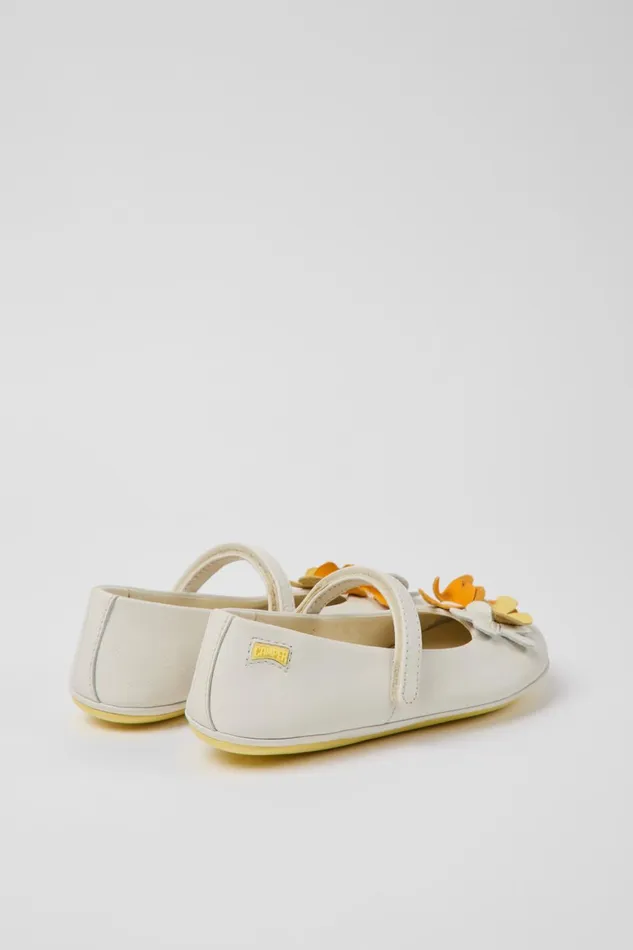 Kids Twins White Leather Ballerinas For Kids Camper Ballerinas