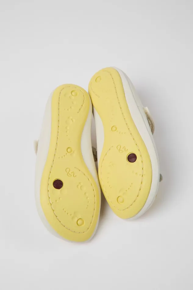 Kids Twins White Leather Ballerinas For Kids Camper Ballerinas