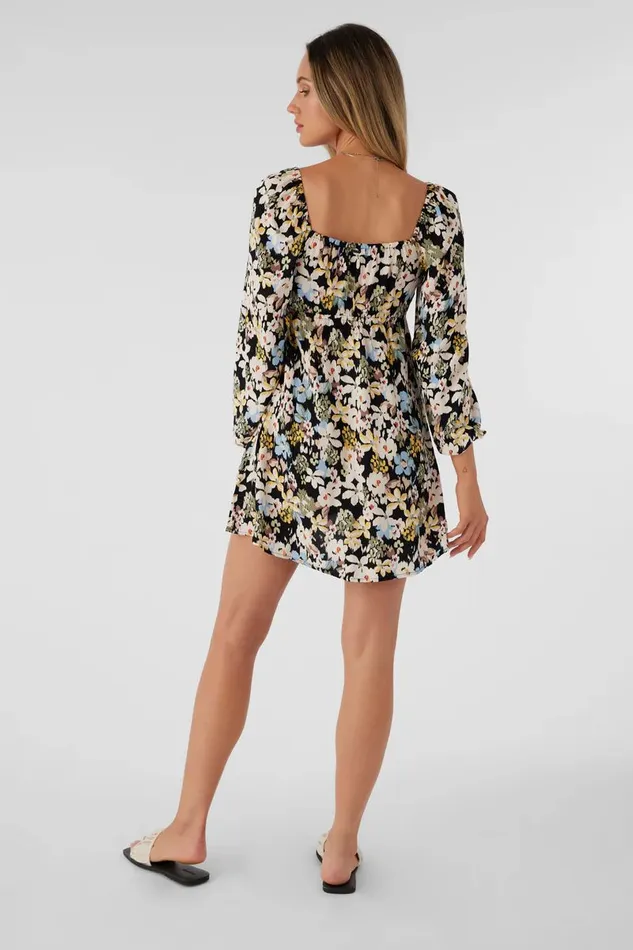 KIERAN CAMDEN TROPICAL LONG SLEEVE MINI DRESS Black Women O039NEILL Clothing