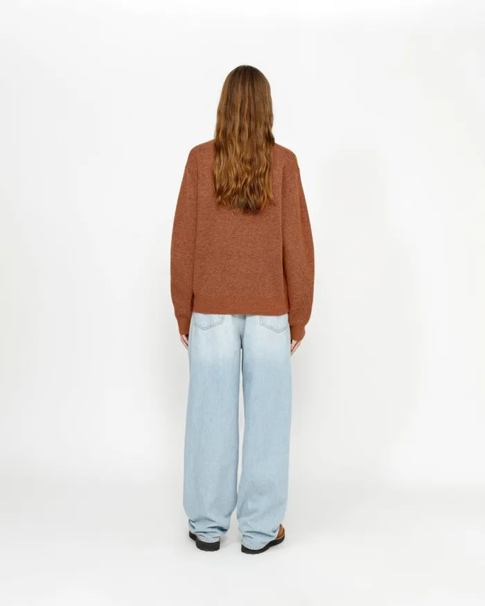 Knits MenWomen Stussy HALF ZIP MOCK NECK SWEATER Clay