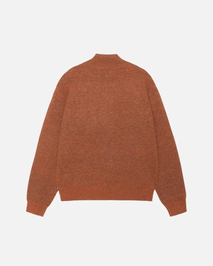 Knits MenWomen Stussy HALF ZIP MOCK NECK SWEATER Clay