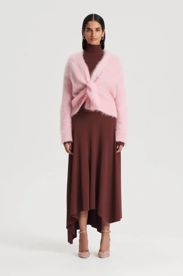 Knitwear Women Scanlan Theodore BRUSHED MOHAIR WRAP CARDIGAN Pink