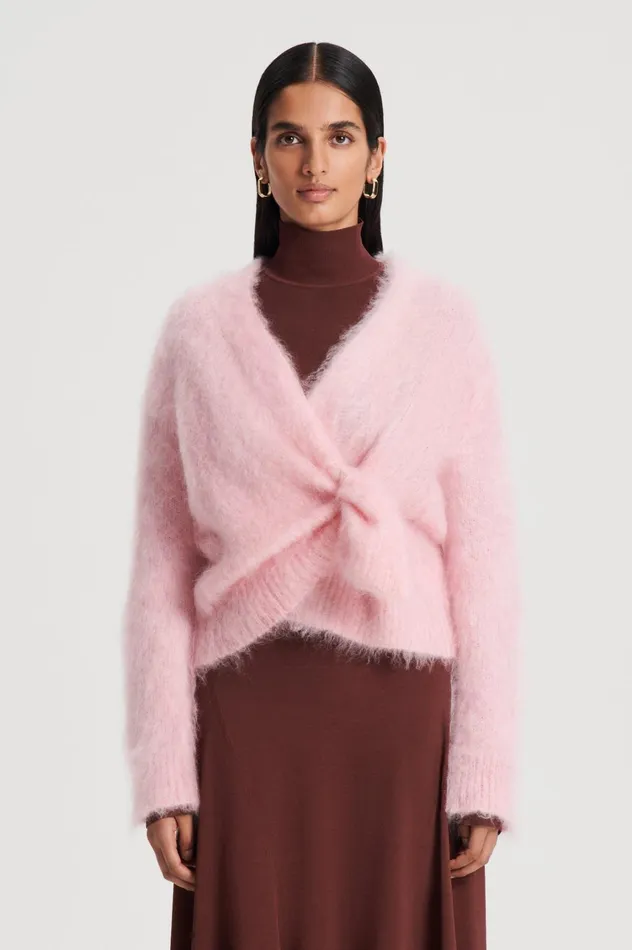 Knitwear Women Scanlan Theodore BRUSHED MOHAIR WRAP CARDIGAN Pink Knitwear Women Scanlan Theodore BRUSHED MOHAIR WRAP CARDIGAN Pink