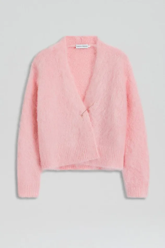 Knitwear Women Scanlan Theodore BRUSHED MOHAIR WRAP CARDIGAN Pink Knitwear Women Scanlan Theodore BRUSHED MOHAIR WRAP CARDIGAN Pink