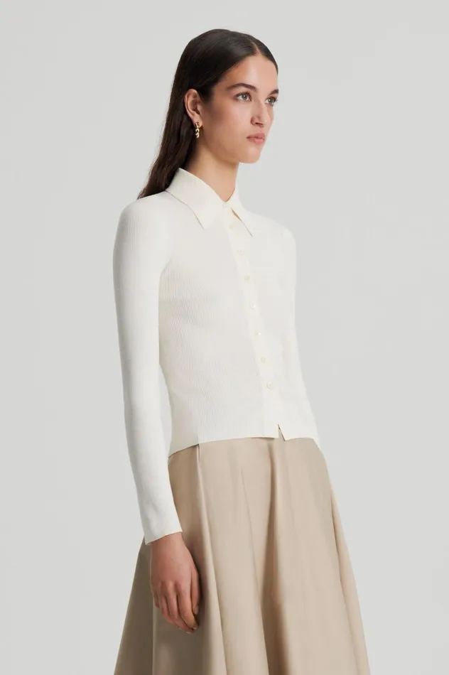 Knitwear Women Scanlan Theodore KNIT SHIRT Cream Knitwear Women Scanlan Theodore KNIT SHIRT Cream