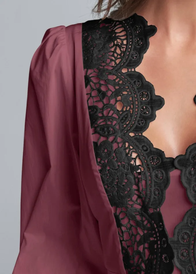 LACE PEPLUM BLOUSE Wine and Black Women VENUS Blouses
