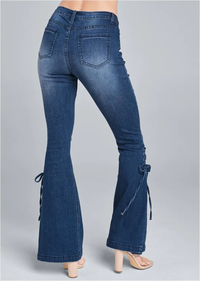 LaceUp Flare Jeans Dark Wash Women VENUS Bootcut and Flare