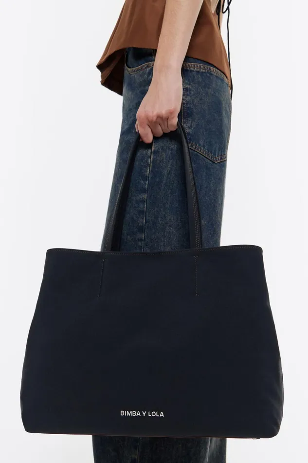 Large Anthracite Gabardine Chihuahua Shopper Bag Antracithe Women Bimba Y Lola Shoppers