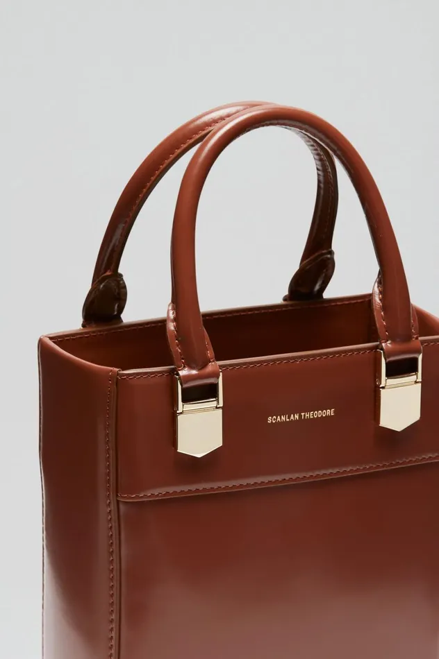 Leather Women Scanlan Theodore MINI SHOPPER Cigar Leather Women Scanlan Theodore MINI SHOPPER Cigar