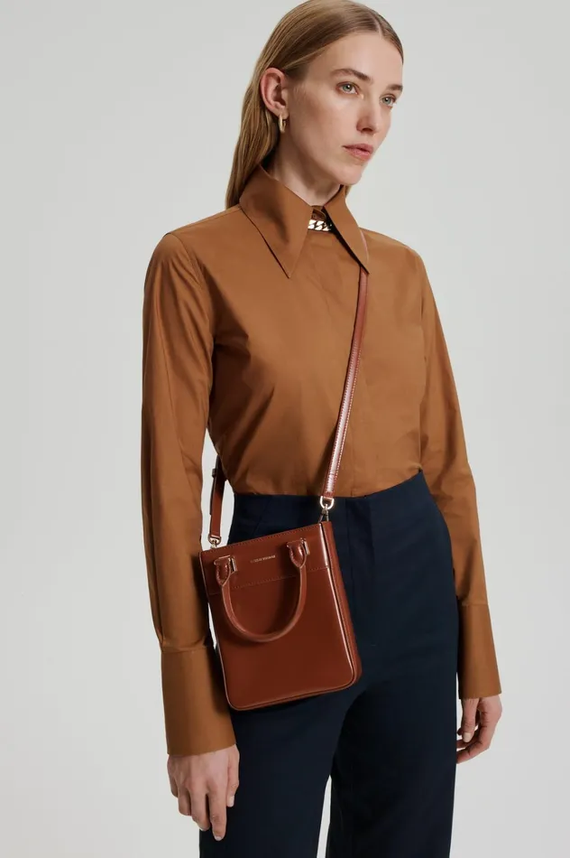 Leather Women Scanlan Theodore MINI SHOPPER Cigar Leather Women Scanlan Theodore MINI SHOPPER Cigar