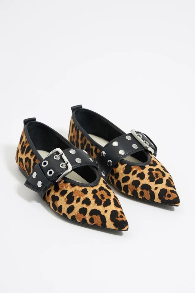 Leopard Print Fur Studded Ballerina Natural Women Bimba Y Lola Ballerinas Leopard Print Fur Studded Ballerina Natural Women Bimba Y Lola Ballerinas
