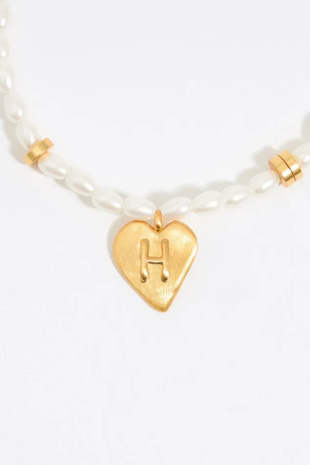 Letter H Heart And Pearl Bracelet Gold Women Bimba Y Lola Alphabet Letter H Heart And Pearl Bracelet Gold Women Bimba Y Lola Alphabet