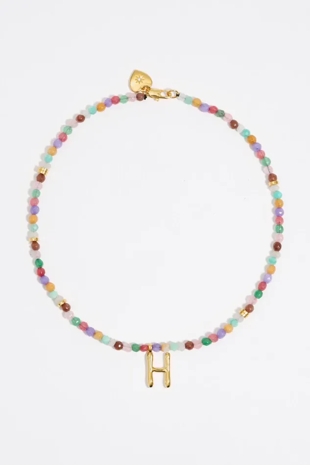 Letter H Multicolor Stones Necklace Gold Women Bimba Y Lola Alphabet