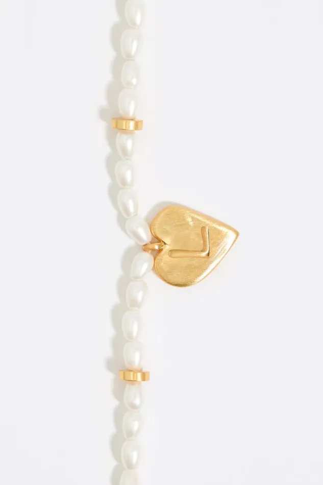 Letter L Heart And Pearl Necklace Gold Women Bimba Y Lola Alphabet Letter L Heart And Pearl Necklace Gold Women Bimba Y Lola Alphabet