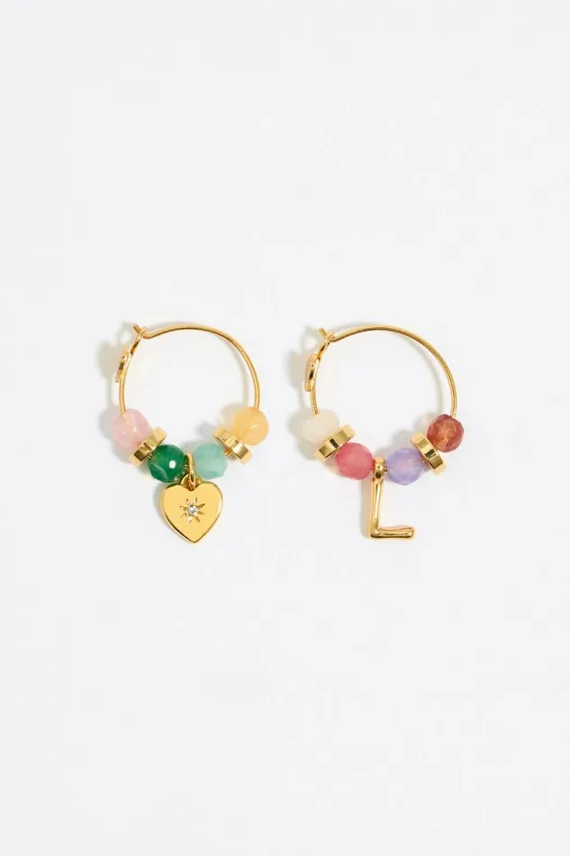 Letter L Multicolor Stones Earrings Gold Women Bimba Y Lola Alphabet