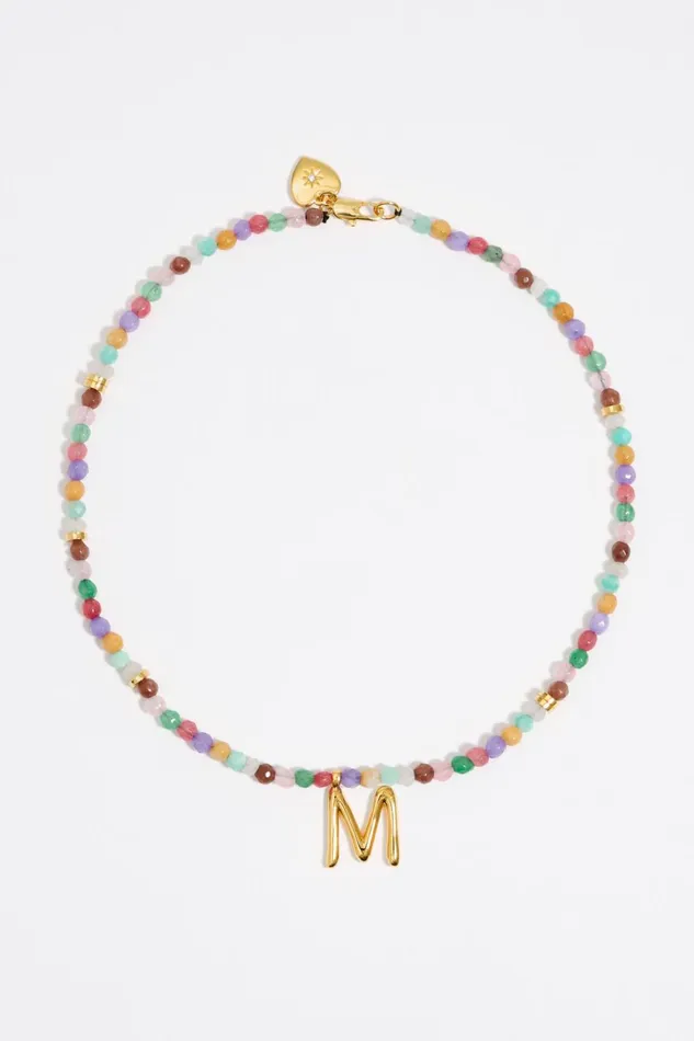 Letter M Multicolor Stones Necklace Gold Women Bimba Y Lola Alphabet