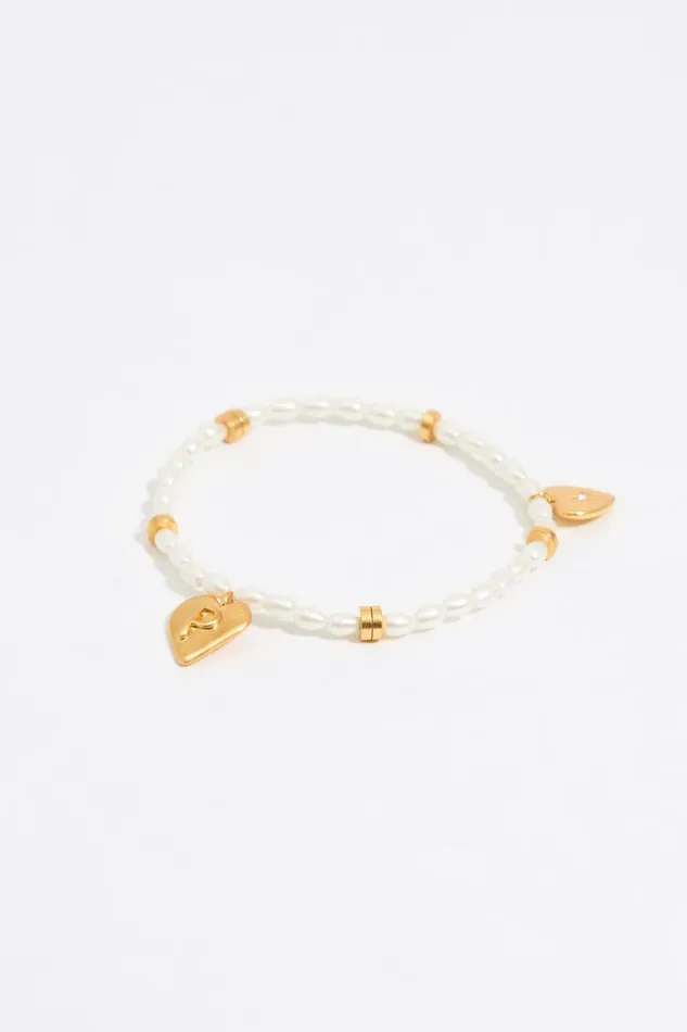 Letter P Heart And Pearl Bracelet Gold Women Bimba Y Lola Alphabet