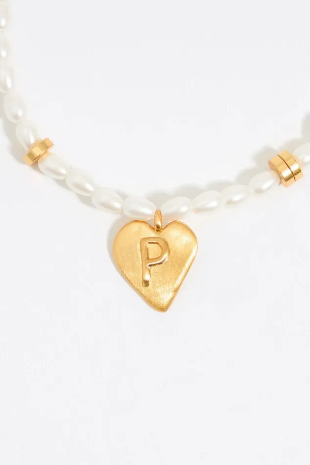 Letter P Heart And Pearl Bracelet Gold Women Bimba Y Lola Alphabet Letter P Heart And Pearl Bracelet Gold Women Bimba Y Lola Alphabet