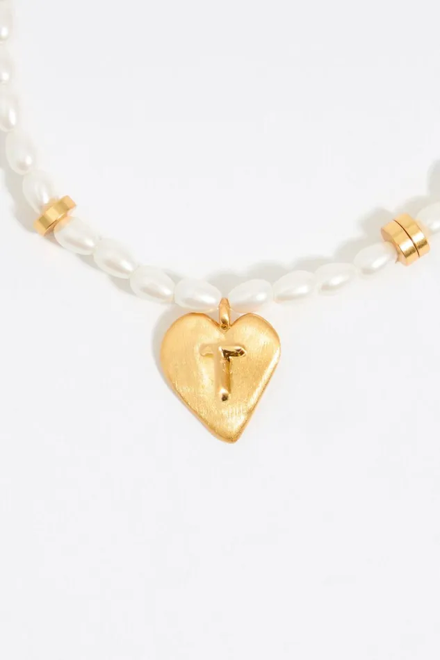 Letter T Heart And Pearl Bracelet Gold Women Bimba Y Lola Alphabet Letter T Heart And Pearl Bracelet Gold Women Bimba Y Lola Alphabet
