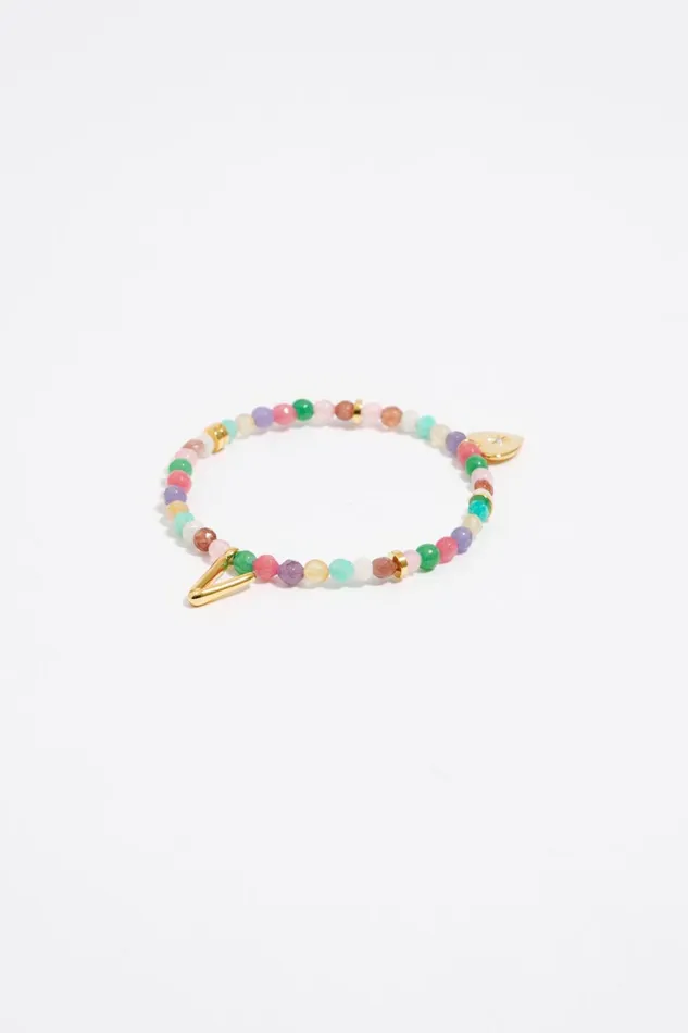 Letter V Multicolor Stones Bracelet Gold Women Bimba Y Lola Alphabet