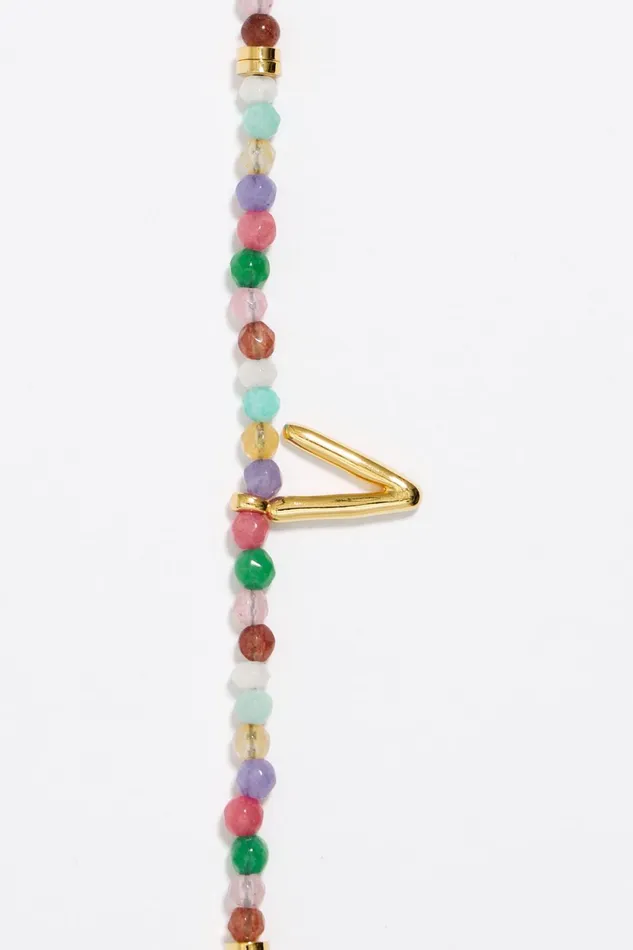Letter V Multicolor Stones Bracelet Gold Women Bimba Y Lola Alphabet